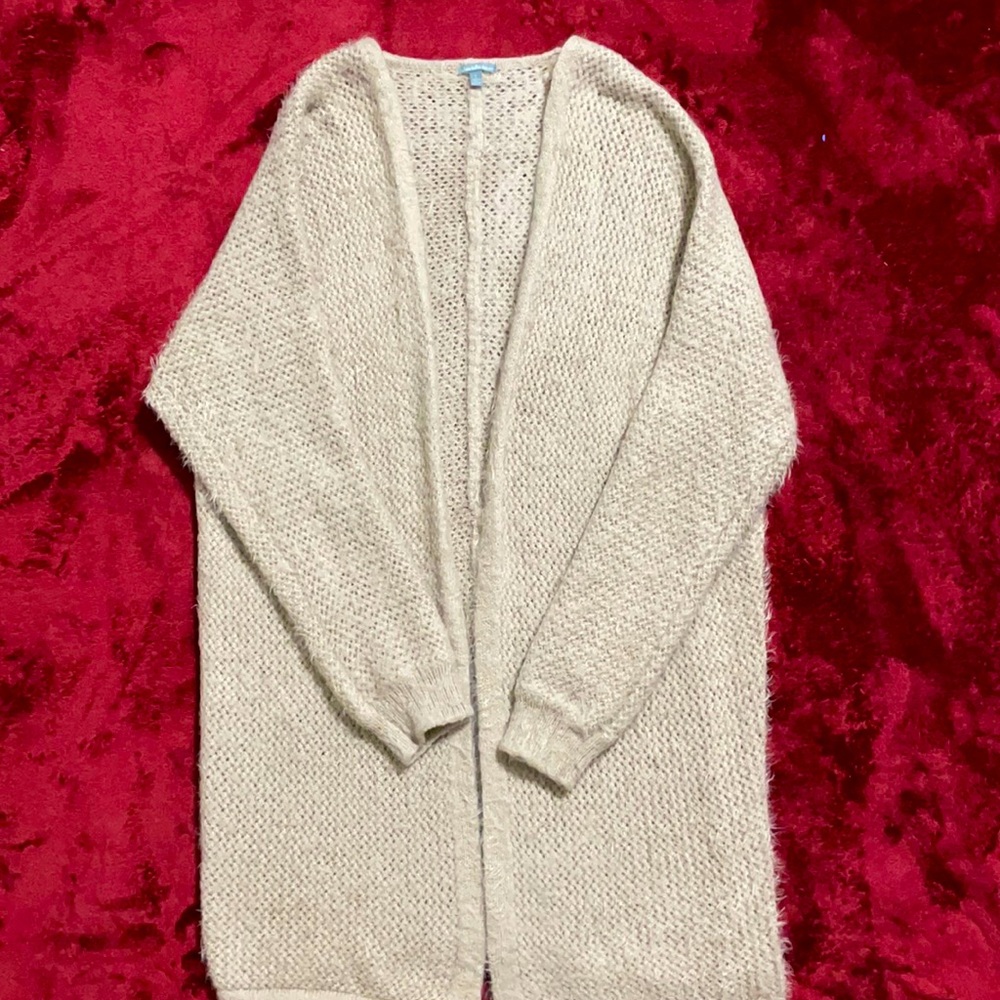 Charlotte Russe cream eyelash cardigan